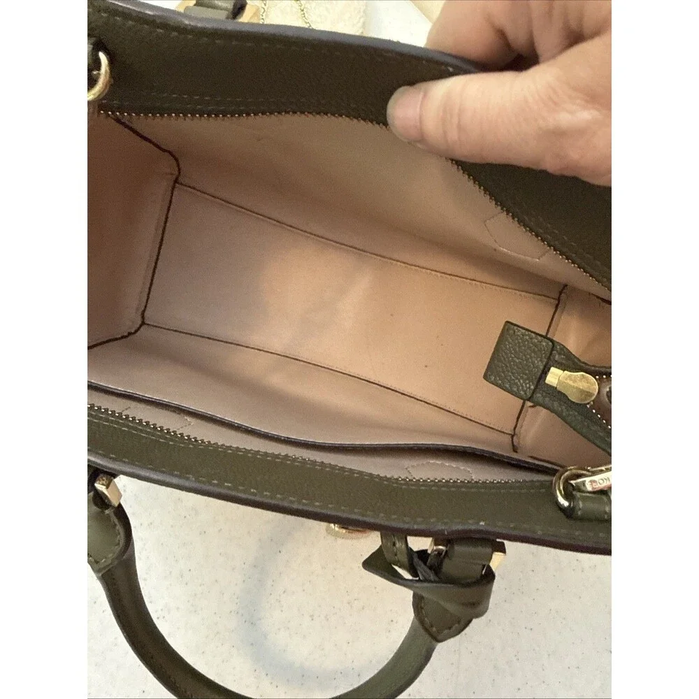 MICHAEL KORS HAYES Medium Leather Messenger Bag Green W/ Matching Wallet
